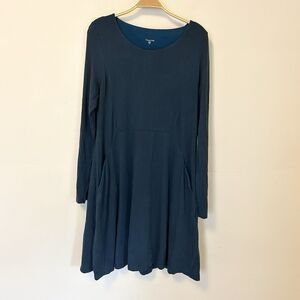 Garnet Hill Dress Scoop Neck Lightweight Stretch‎ Long Sleeve Pockets Medium